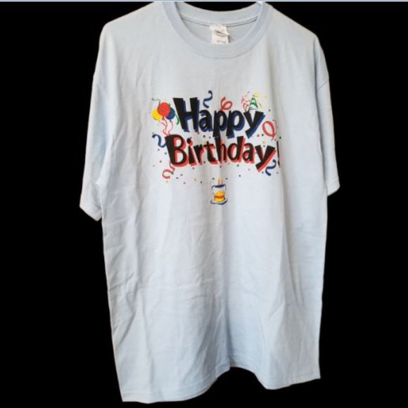 ❤️🛍️Super Closet Clear NWOT "Happy Birthday" 80 EH? Unisex T Shirt  Size L❤️🛍️ - Picture 1 of 9